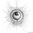 flying flaming comet eyeball trailing flames tattoo design idea
