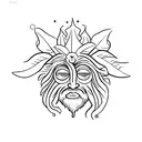 greenman, minimal, abstract, ancient, rock art, geometric tattoo design idea