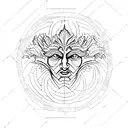 greenman, minimal, abstract, ancient, rock art, geometric tattoo design idea