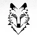 abstract minimal Native American Wolf Head tattoo design idea