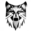 abstract minimal Native American Wolf Head tattoo design idea
