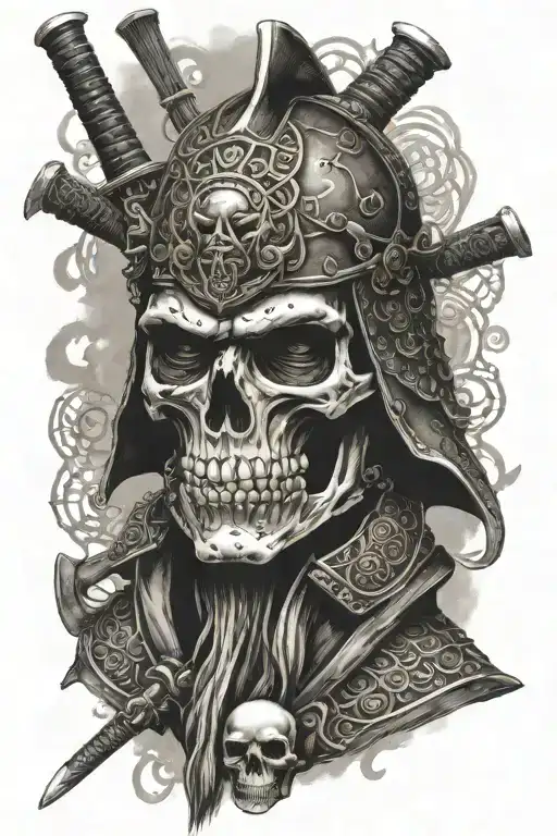 skull samurai warrior tattoo design idea