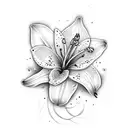 A fine line and abstract Lily tattoo design idea