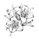 A fine line and abstract Lily tattoo design idea