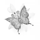 Christian cross with butterflies  tattoo design idea