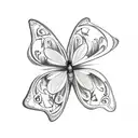 Christian cross with butterflies  tattoo design idea