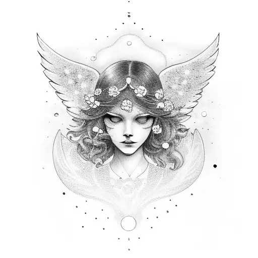 Starry Night with Angels tattoo design idea