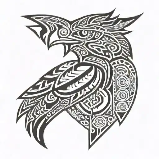 inca geometry hawk representation front face tattoo design idea