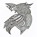 inca geometry hawk representation front face tattoo design idea
