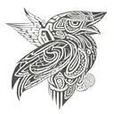 inca geometry hawk representation front face tattoo design idea