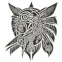 inca hawk representation front face tattoo design idea