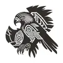 inca geometry hawk representation tattoo design idea
