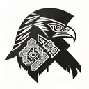 inca geometry hawk representation tattoo design idea
