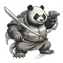 panda dressed as a ninja turtle with two katanas tattoo design idea