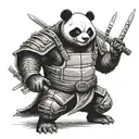 panda dressed as a ninja turtle with two katanas tattoo design idea