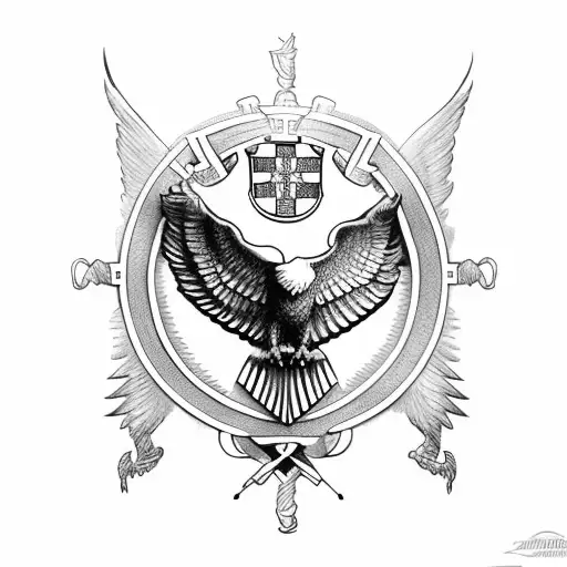 eagle with croatian coat of arms in his chest and cross above the eagle tattoo design idea