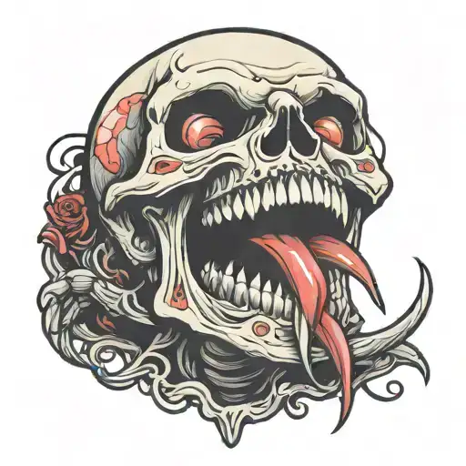 skeleton hand vampire mouth tongue out tattoo design idea