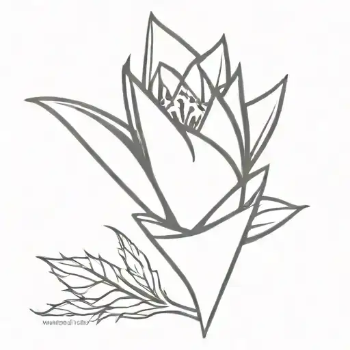Cone shaped flower with sharp thorns around the base  tattoo design idea