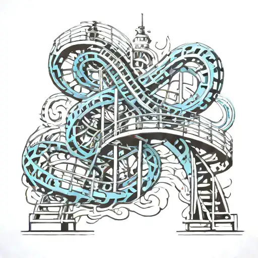 roller coaster track spiraling tattoo design idea