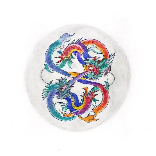 Two dragons eating each other's tails forming a infinity symbol tattoo design idea