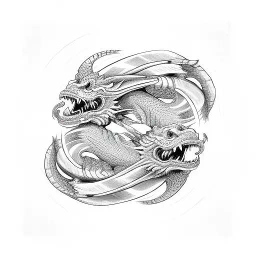 Double dragon ouroboros infinity  tattoo design idea