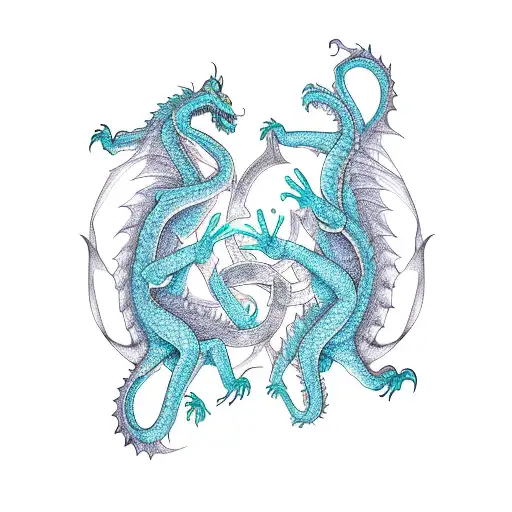 Two dragons eating each other's tails forming a infinity symbol tattoo design idea