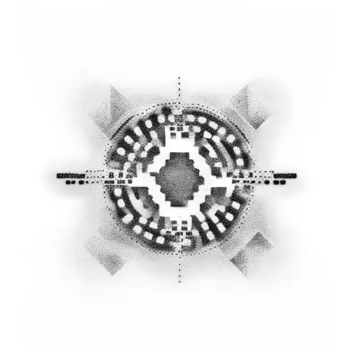 Dotwork tattoo of a car dashboard with binary code displaying 'power' tattoo design idea
