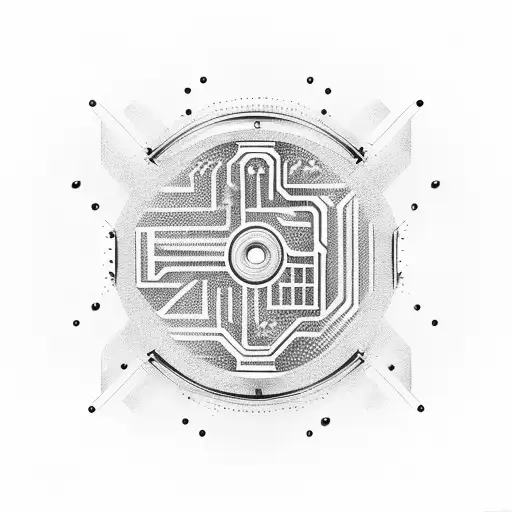 Car engine with circuit board patterns tattoo design idea