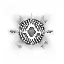 Dotwork tattoo of a car dashboard with binary code displaying 'power' tattoo design idea