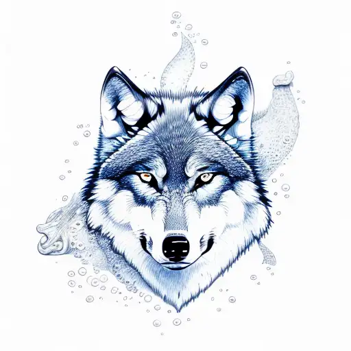 wolf underwater  tattoo design idea