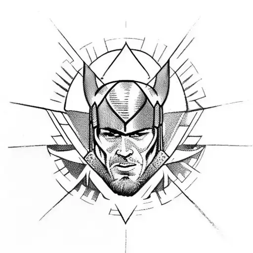 Thor with lightning and hammer tattoo design idea