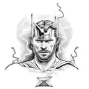Thor with lightning and hammer tattoo design idea