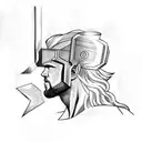 Thor with lightning and hammer tattoo design idea