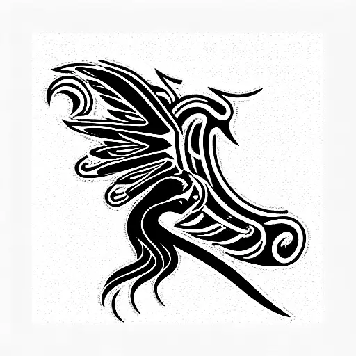 black phoenix with "489" and Düsseldorf print  tattoo design idea