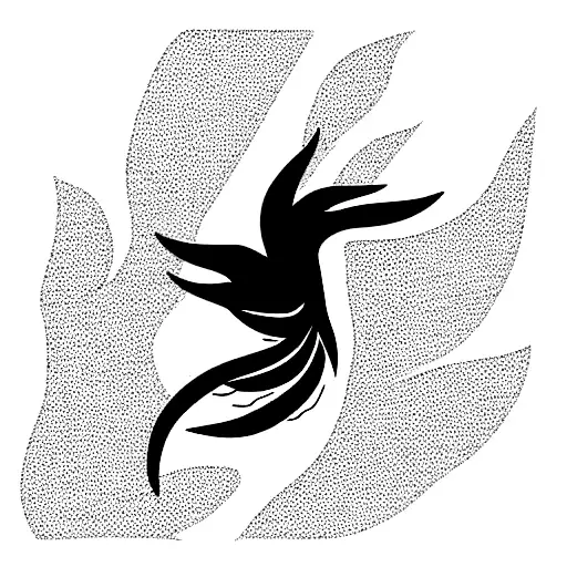 black phoenix with "489" text tattoo design idea