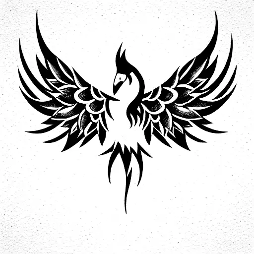 black phoenix with "489" print  tattoo design idea
