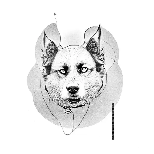 shadow of 3 headed dog tattoo design idea