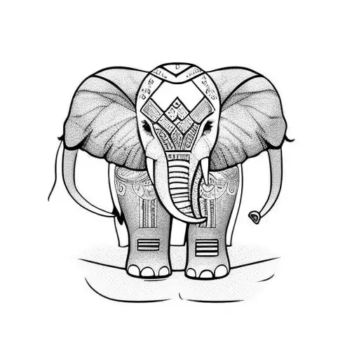 mummy elephant with trunk around baby elephant  tattoo design idea