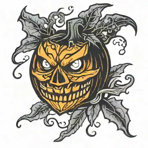 jack o lantern on drugs tattoo design idea