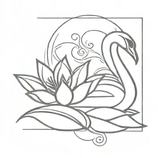 diya and swan symbolic mixed together tattoo design idea