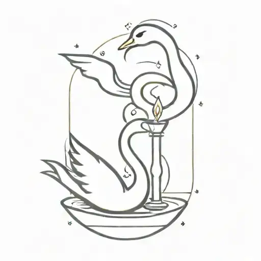 diya oil lamp and swan mixed symbol tattoo simple tattoo tattoo design idea
