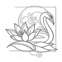 diya and swan symbolic mixed together tattoo design idea