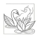 diya and swan symbolic mixed together tattoo design idea