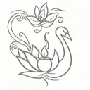 diya oil lamp and swan mixed symbol tattoo simple tattoo tattoo design idea