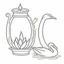 diya oil lamp and swan mixed symbol tattoo simple tattoo tattoo design idea