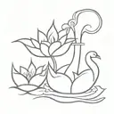 diya oil lamp and swan mixed symbol tattoo simple tattoo simpler  tattoo design idea