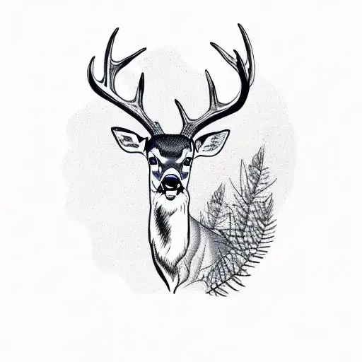 deer holding hunter tattoo design idea