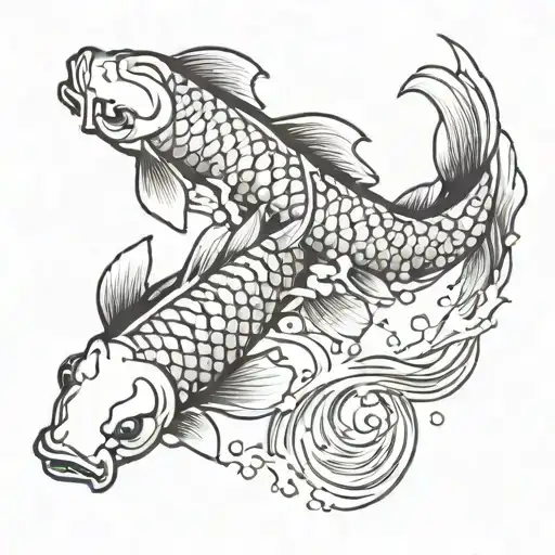 sophisticated koi fish swimming upstream tattoo design idea