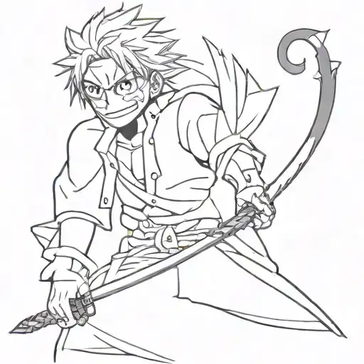shisui saber one piece which pierces sabito's mask in demon slayer and the mask has sharigan in its eyes tattoo design idea