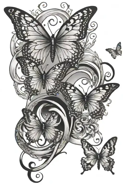 infinity sign mother daughter butterflies flying tattoo design idea